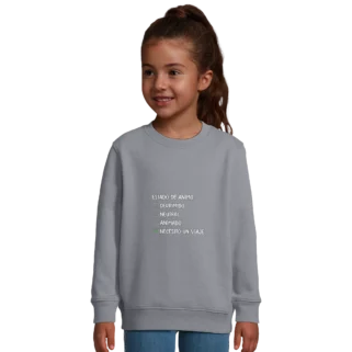 Sudadera "Necesito un viaje test blanco" Infantil gris