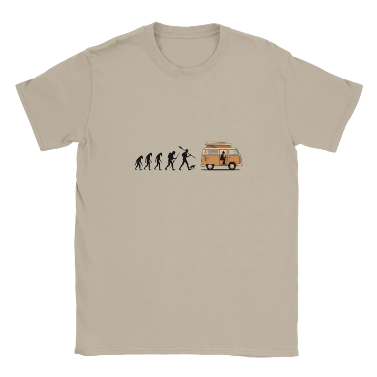 Camiseta "Evolución del ser humano camper negro" beige