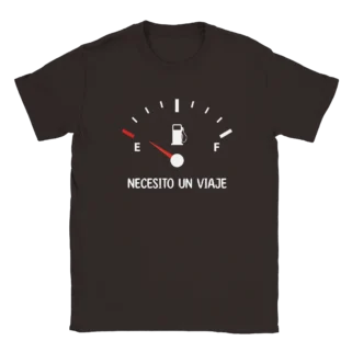 Camiseta "Necesito un viaje gasolina blanco" chocolate