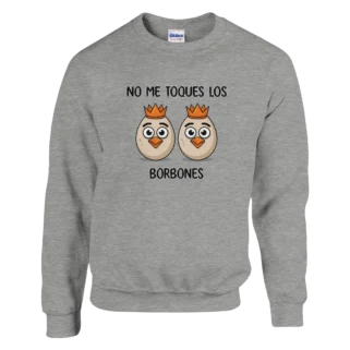 Sudadera "No me toques los borbones negro" gris jaspeado