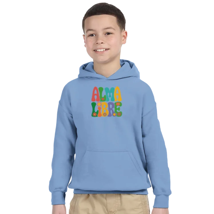 Sudadera "Alma Libre" con capucha infantil azul