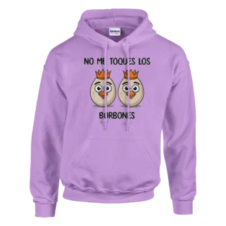 Sudadera "No me toques los borbones negro" con capucha TG morado