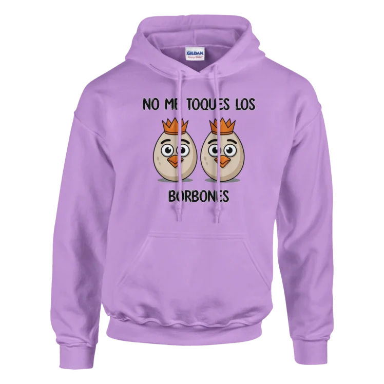 Sudadera "No me toques los borbones negro" con capucha TG morado