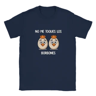 Camiseta "No me toques los borbones blanco" azul marino