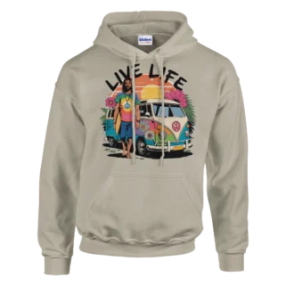 Sudadera "Live Life "con capucha beige