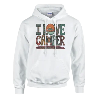 Sudadera "I love camper" con capucha TG blanco