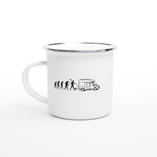 Taza esmaltada "Evolución ser humano camper minimalista"