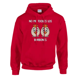 Sudadera "No me toques los borbones negro" con capucha TG rojo