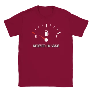 Camiseta "Necesito un viaje gasolina blanco" TG rojo cardenal