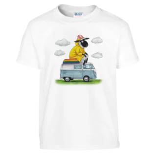 Camiseta "La oveja camper de la familia" infantil blanco