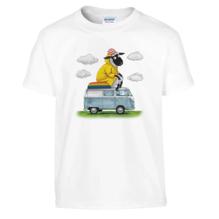 Camiseta "La oveja camper de la familia" infantil blanco