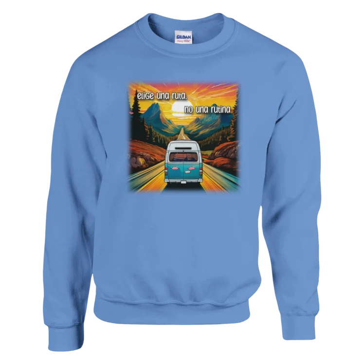 Sudadera "Elige una ruta, no una rutina" azul