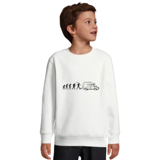 Sudadera "Evolución ser humano camper minimalista negro" infantil blanco