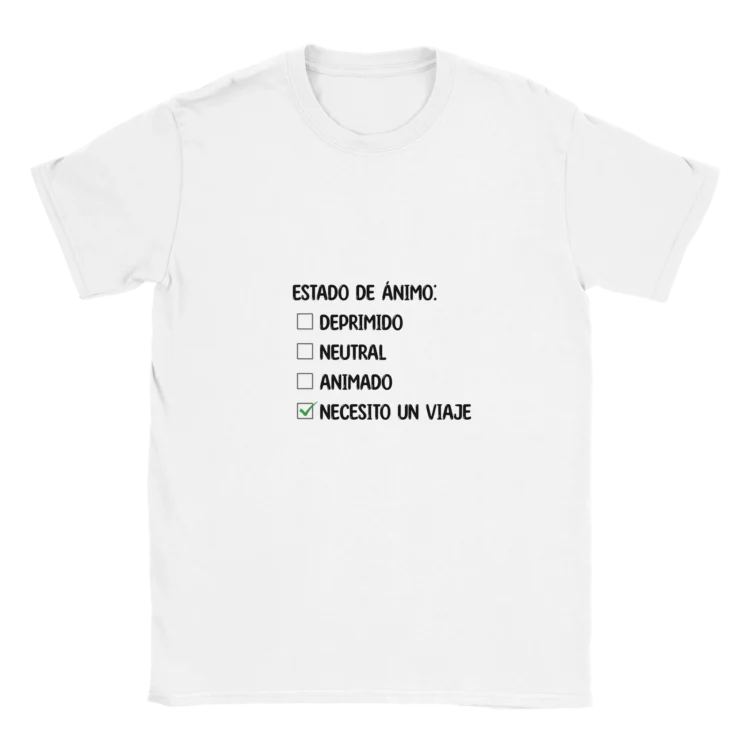 Camiseta "Necesito un viaje test negro" blanco
