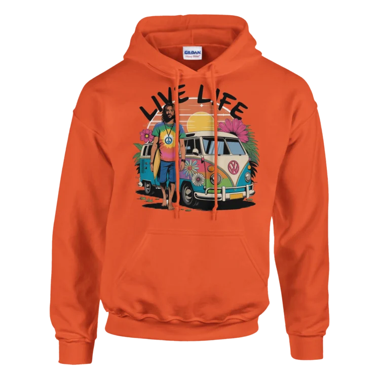 Sudadera "Live Life "con capucha naranja