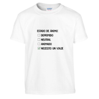 Camiseta "Necesito un viaje test negro" blanco