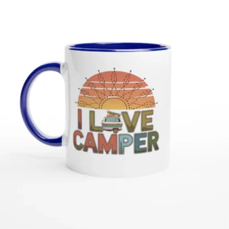 Taza cerámica "I love camper caravana" azul