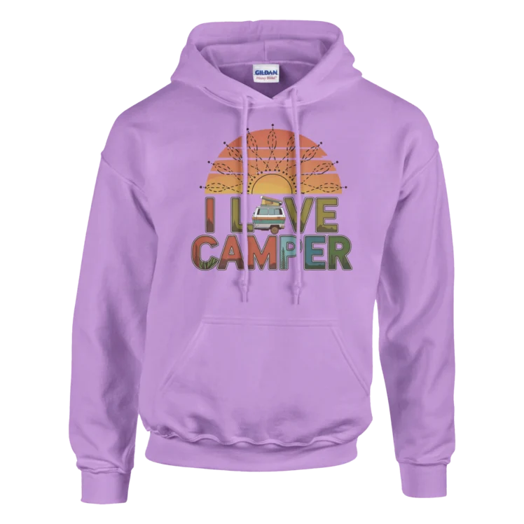 Sudadera "I love camper caravana" con capucha TG púrpura