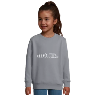 Sudadera "Evolución ser humano camper minimalista blanco" infantil gris