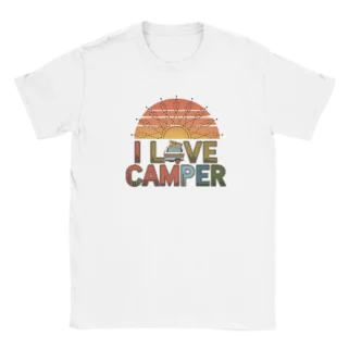 Camiseta "I love camper caravana" infantil blanco