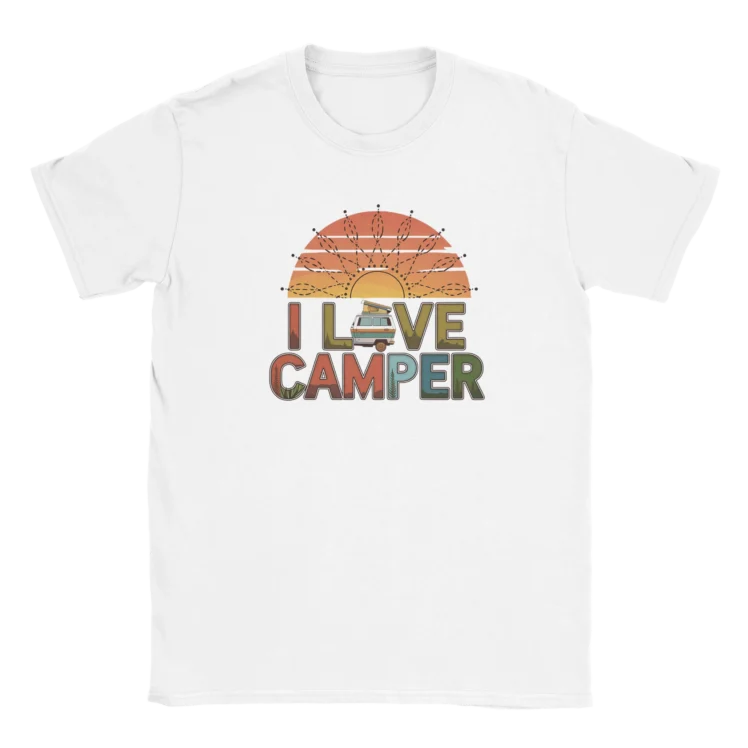 Camiseta "I love camper caravana" infantil blanco