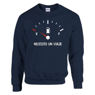 Sudadera "Necesito un viaje gasolina blanco" azul marino