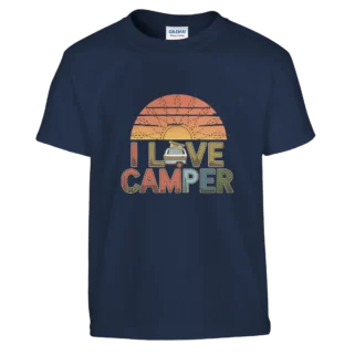 Camiseta "I love camper caravana" infantil azul marino