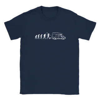 Camiseta "Evolución ser humano camper minimalista blanco" azul marino