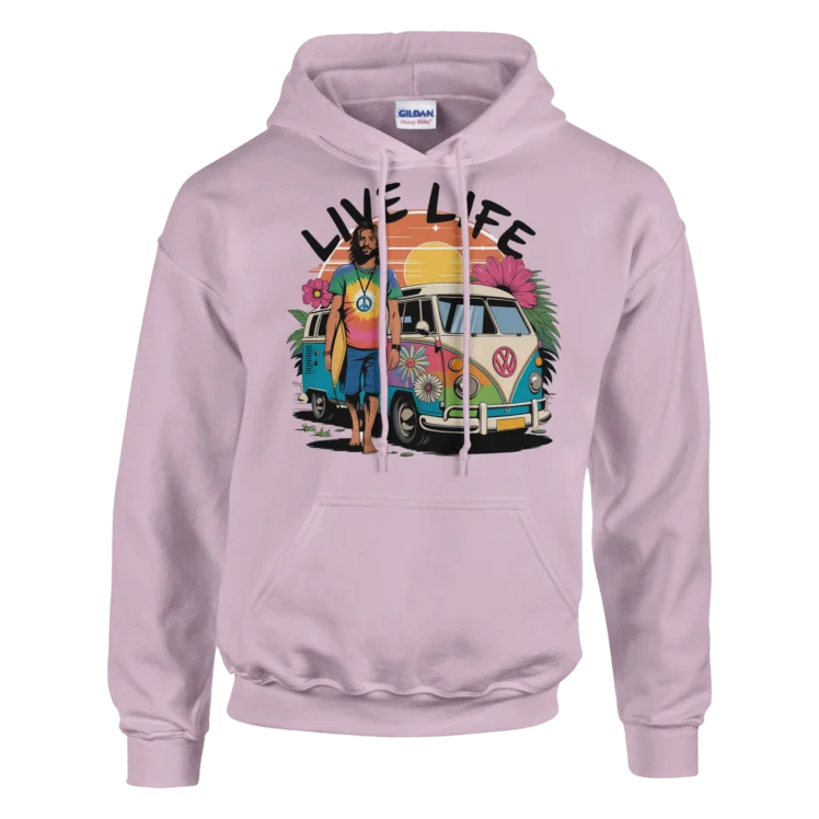 Sudadera "Live Life "con capucha rosa palo