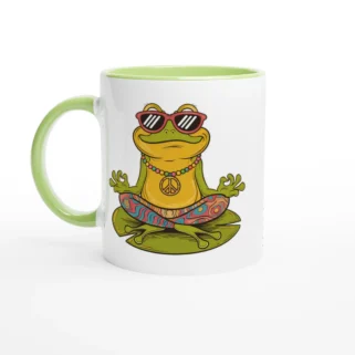 Taza cerámica "Rana Zen" verde