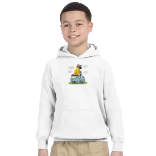 Sudadera "La oveja camper de la familia" con capucha infantil blanco