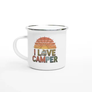 Taza esmaltada "I love camper caravana"