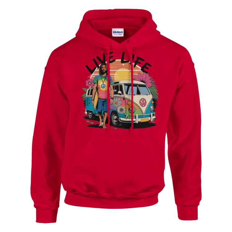 Sudadera "Live Life "con capucha rojo