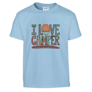 Camiseta "I Love Camper" infantil azul claro