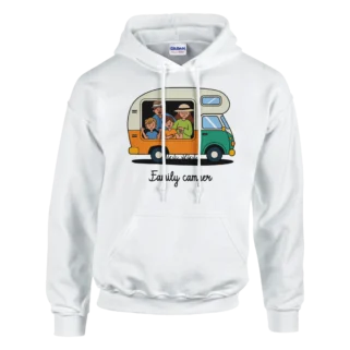 Sudadera "Family camper" con capucha blanco