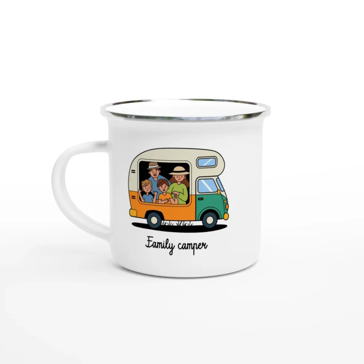 Taza esmaltada "Family camper"