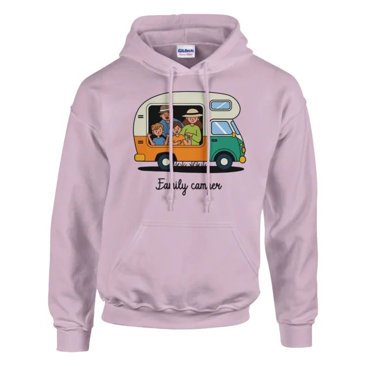 Sudadera "Family camper" con capucha rosa