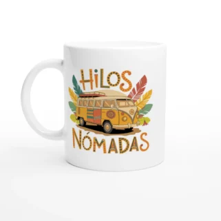 Taza cerámica "Hilos Nómadas" blanco