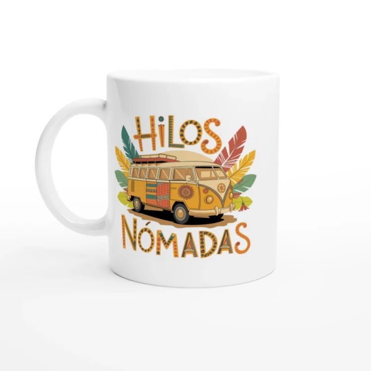 Taza cerámica "Hilos Nómadas" blanco