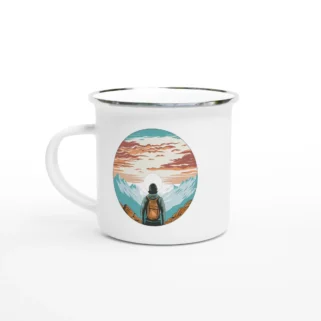 Taza esmaltada "Hombre senderista"