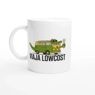 Taza cerámica "Viaja Lowcost" blanco