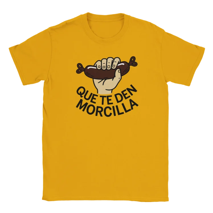 Camiseta "Que te den morcilla" TG mostaza