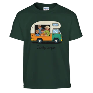 Camiseta "Family camper" infantil verde oscuro