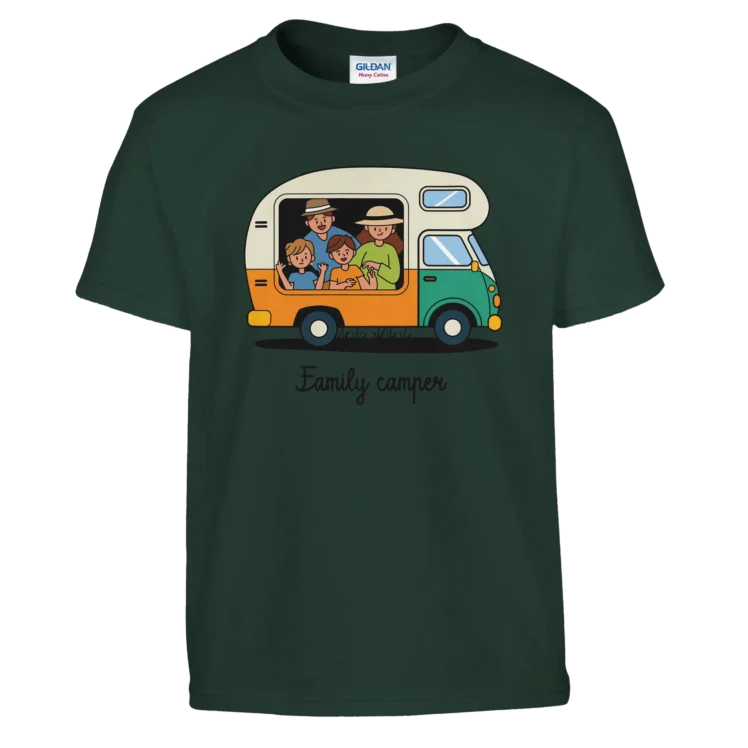Camiseta "Family camper" infantil verde oscuro