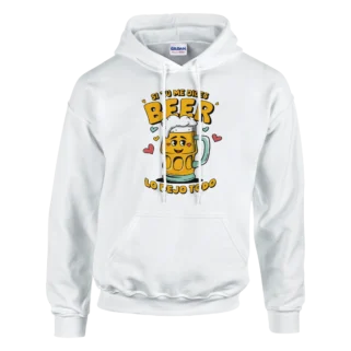 Sudadera "Si tú me dices beer" con capucha blanco