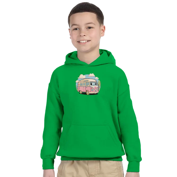 Sudadera "Furgo kids" con capucha infantil verde