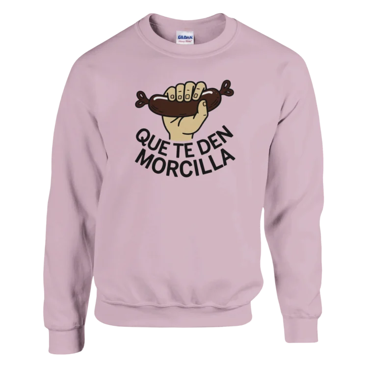 Sudadera "Que te den morcilla" rosa claro