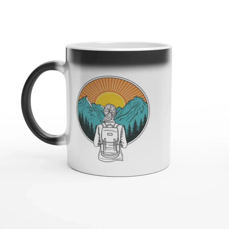 Taza mágica "Mujer senderista"