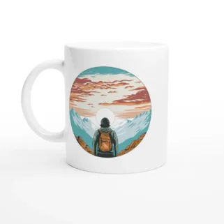 Taza cerámica "Hombre senderista" blanco