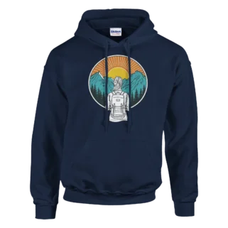 Sudadera "Mujer senderista" con capucha azul marino